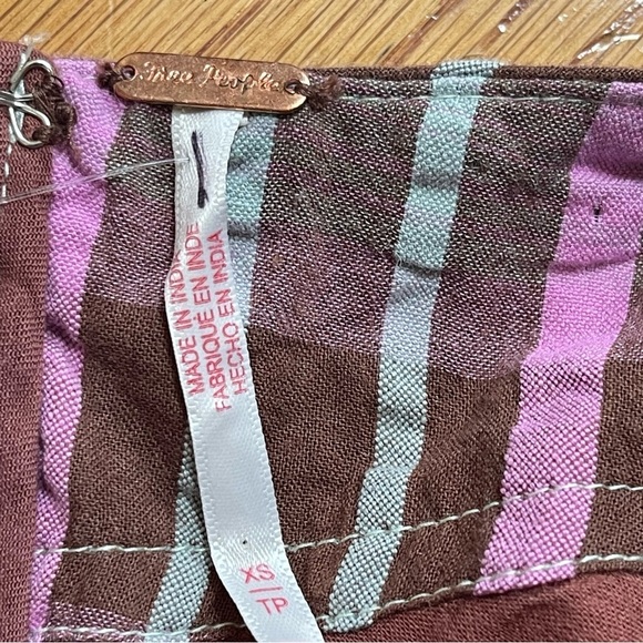 Free People Tulie Plaid Midi Milkmade Dress Brown Pink with pockets Size XS - Picture 13 of 16